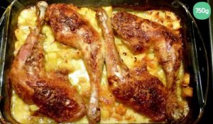 Gratin de cuisses de poulet aux pommes de terres gratinées