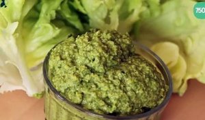 Pesto de salade verte (laitue et feuille de chêne) à la pistache