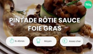 Pintade rôtie sauce foie gras