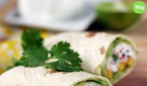 Wraps de fromage de chèvre frais, mangue et avocat