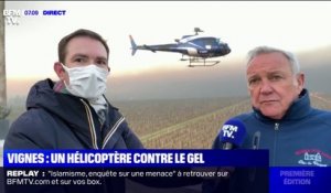 Un hélicoptère survole les vignobles de Bourgogne pour éviter le gel