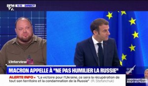 Ruslan Stefanchuk, le président du parlement ukrainien, réagit aux propos d'Emmanuel Macron qui appelle "à ne pas humilier la Russie"