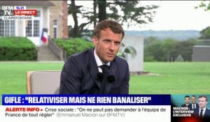 Emmanuel Macron: "Dans un premier temps d'Euro, les fan zones n'auront pas exactement le même visage que d'habitude: on sera assis, à 65% de la capacité"