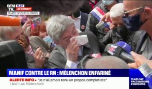 Jean-Luc Mélenchon enfariné en pleine manifestation contre les idées d'extrême droite à Paris