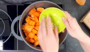 Une soupe à la patate douce et à la carotte