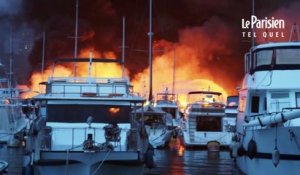 Des yachts en feu dans le port de Hong Kong