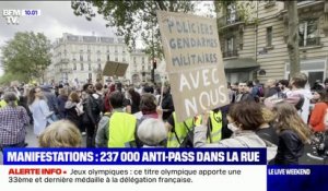 237.000 manifestants en France contre le pass sanitaire d'après le ministère de l'Intérieur, une mobilisation en hausse
