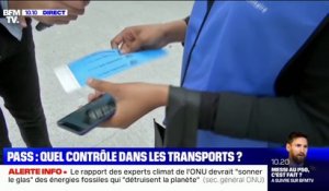 Pass sanitaire dans les trains: gare de Lyon à Paris, des agents accrochent des bracelets au poignet des personnes déjà contrôlées