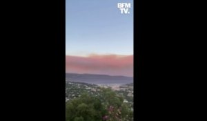 Incendies dans le Var: un impressionnant nuage de fumée surplombe le massif des Maures