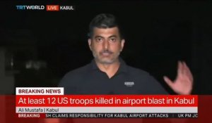 Afghanistan:   Un journaliste d'une télévision turque surpris en plein direct par une explosion à l'aéroport de Kaboul,