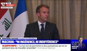 "Ni ingérence, ni indifférence": Emmanuel Macron justifie la conférence à Bagdad "pour aider l'Irak à être pleinement stable"