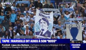 Les supporters de l'OM rendent hommage à Bernard Tapie au stade Vélodrome