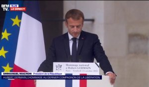 Hommage à Hubert Germain: Emmanuel Macron revient sur le moment où le dernier Compagnon de la Libération est parti "faire la guerre"