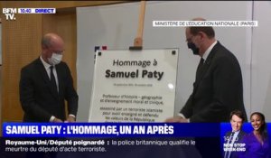 Jean Castex et Jean-Michel Blanquer dévoilent la plaque en hommage à Samuel Paty