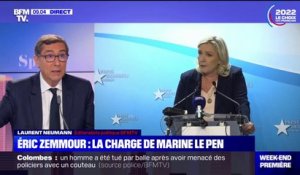 Face à Éric Zemmour, Marine Le Pen "change son fusil d'épaule": pour notre éditorialiste Laurent Neumann, on assiste désormais à "une primaire de la droite extrême"