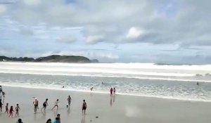 Une vague géante sème la panique sur une plage au brésil