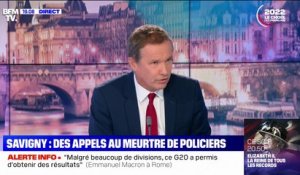 Tags anti-policiers: pour Nicolas Dupont-Aignan, "c'est abominable mais c'est quasiment fréquent dans le quotidien des policiers"