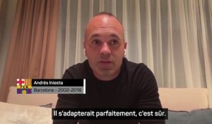 Iniesta souhaite bonne chance à Xavi