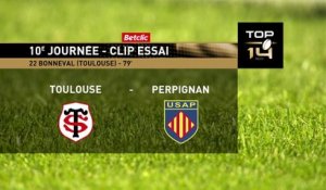 TOP 14 - Essai de Arthur BONNEVAL (ST) - Stade Toulousain - USA Perpignan - J10 - Saison 2021/2022