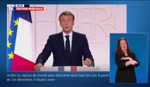 Emmanuel Macron sur l'assurance-chômage: "À partir du 1er décembre, il faudra avoir travaillé au moins 6 mois dans les deux dernières années pour pouvoir être indemnisé"