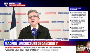 Pour Jean-Luc Mélenchon, Emmanuel Macron a mélangé "des comptes-rendus très discutables de résultats avec des annonces de candidat"