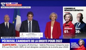 Christian Jacob annonce la victoire de Valérie Pécresse au second tour du Congrès LR avec 61% des voix