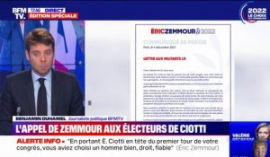 Présidentielle: Éric Zemmour s'adresse aux électeurs d'Éric Ciotti dans une lettre