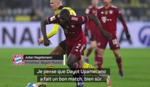 14e j. - Nagelsmann : "Upamecano a fait un bon match, pas d'erreur claire à mes yeux"