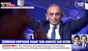 L'entrée d'Éric Zemmour pour son meeting de campagne à Villepinte