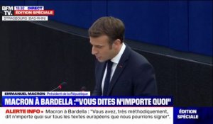 Emmanuel Macron répond à Manon Aubry: "la présidence française de l'UE ne doit pas être un marchepied électoral, je pense que vous avez tout à fait raison"