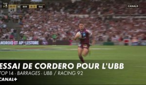 Santiago Cordero marque le premier essai de l'UBB - TOP 14 - Barrages - UBB / Racing 92