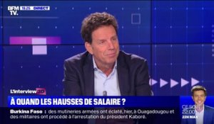 Geoffroy Roux de Bézieux (Medef) sur une hausse des salaires: "La loi de l'offre et de la demande va fonctionner tout naturellement"