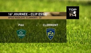 TOP 14 - Essai de Apisai NAQALEVU (ASM) - Section Paloise - ASM Clermont - J16 - Saison 2021/2022