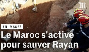Les secours marocains tentent de sauver le petit Rayan, tombé dans un puits de 35 mètres