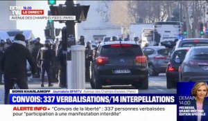 "Convoi de la liberté": les véhicules qui bloquent les Champs-Élysées sont en train d'être enlevés par des dépanneuses