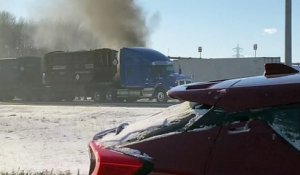 Violente sortie de route et incendie sur l'autoroute 20