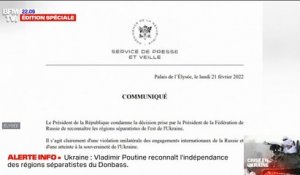 Ukraine: Emmanuel Macron condamne et demande des "sanctions européennes ciblées"