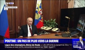 Ukraine: lors d'une allocution télévisée, Vladimir Poutine reconnaît l'indépendance des territoires pro-russes de Donetsk et de Lugansk
