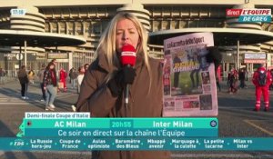 Milan AC-Inter Milan à la Une de la Gazzetta dello Sport - Foot - Coupe d'Italie - demi-finale
