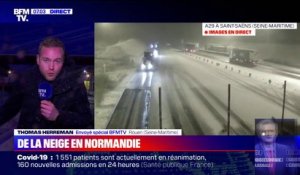 Neige et verglas: une seule voie praticable sur l'autoroute A29 en Seine-Maritime