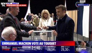 Présidentielle: Emmanuel Macron vote au Touquet