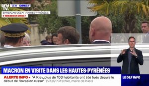 Emmanuel Macron arrive à Barbazan-Debat dans les Hautes-Pyrénées