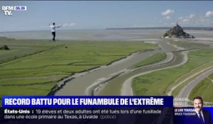 Record battu pour le funambule de l'extrême au Mont-Saint-Michel