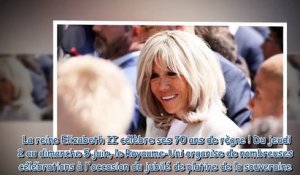 Jubilé d'Elizabeth II - Brigitte Macron ultra chic en blanc au bras d'Emmanuel Macron pour raviver l