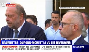 Éric Dupond-Moretti, le ministre de la Justice, depuis la prison des Baumettes à Marseille: "j'ai la certitude que tout sera fait pour régler la question des riverains"