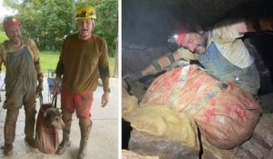 Ces deux spéléologues retrouvent par hasard une chienne coincée dans une grotte depuis 2 mois