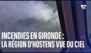 Gironde: les images de l'incendie d'Hostens depuis l'hélicoptère des pompiers