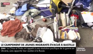 La préfecture de police de Paris démantèle le camp de migrants installé depuis mai dernier place de la Bastille en raison d'une épidémie de gale