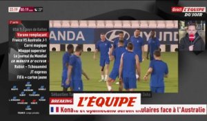 France-Australie : Varane ne débutera pas avec les Bleus, Konaté titulaire - Foot - CM 2022