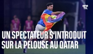 Mondial au Qatar: un spectateur envahit la pelouse avec un drapeau arc-en-ciel à la main